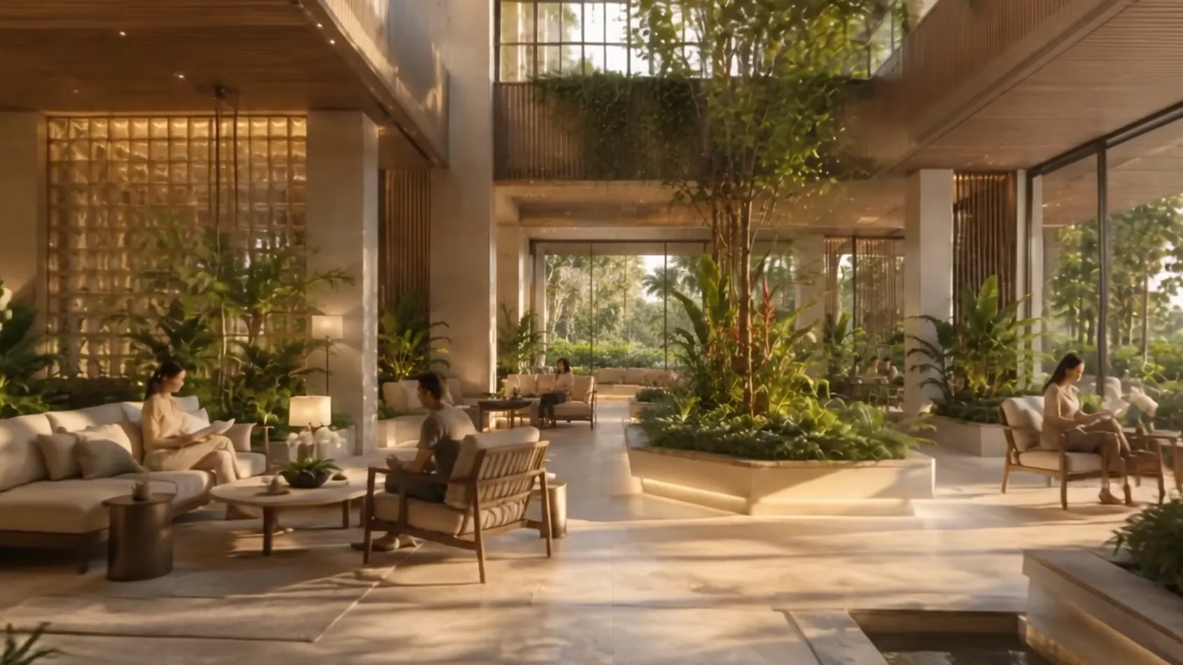 Lobby with tropical planting